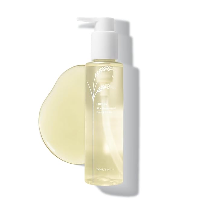 MIDHA Rice Cleansing Oil 5.07fl.oz/150ml, Gentle Makeup Remover, Hydrating & Lightweight – Plant-Based, Moisturising First-Step Cleanser for Balanced Skin with Residue-Free, Sebum Care Formula
