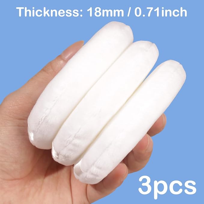 SEINGTOOM 3Pcs Large Powder Puff, 3.93 Inch Body Puff，Loose Soft Velour Body Powder Puff and Container White