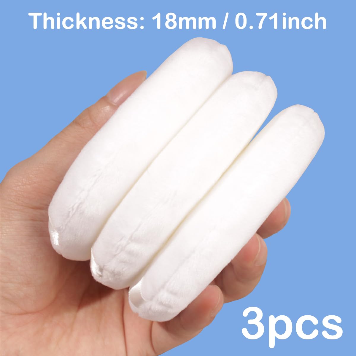 SEINGTOOM 3Pcs Large Powder Puff, 3.93 Inch Body Puff，Loose Soft Velour Body Powder Puff and Container White