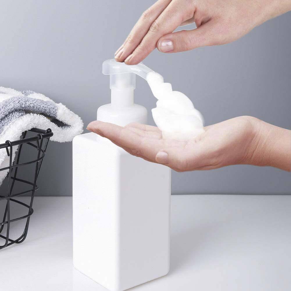 UUJOLY Foaming Soap Dispenser 650ml (22oz) Refillable Plastic Pump Bottle for Liquid Soap, Shampoo, Body Wash (2 Pcs) (White)