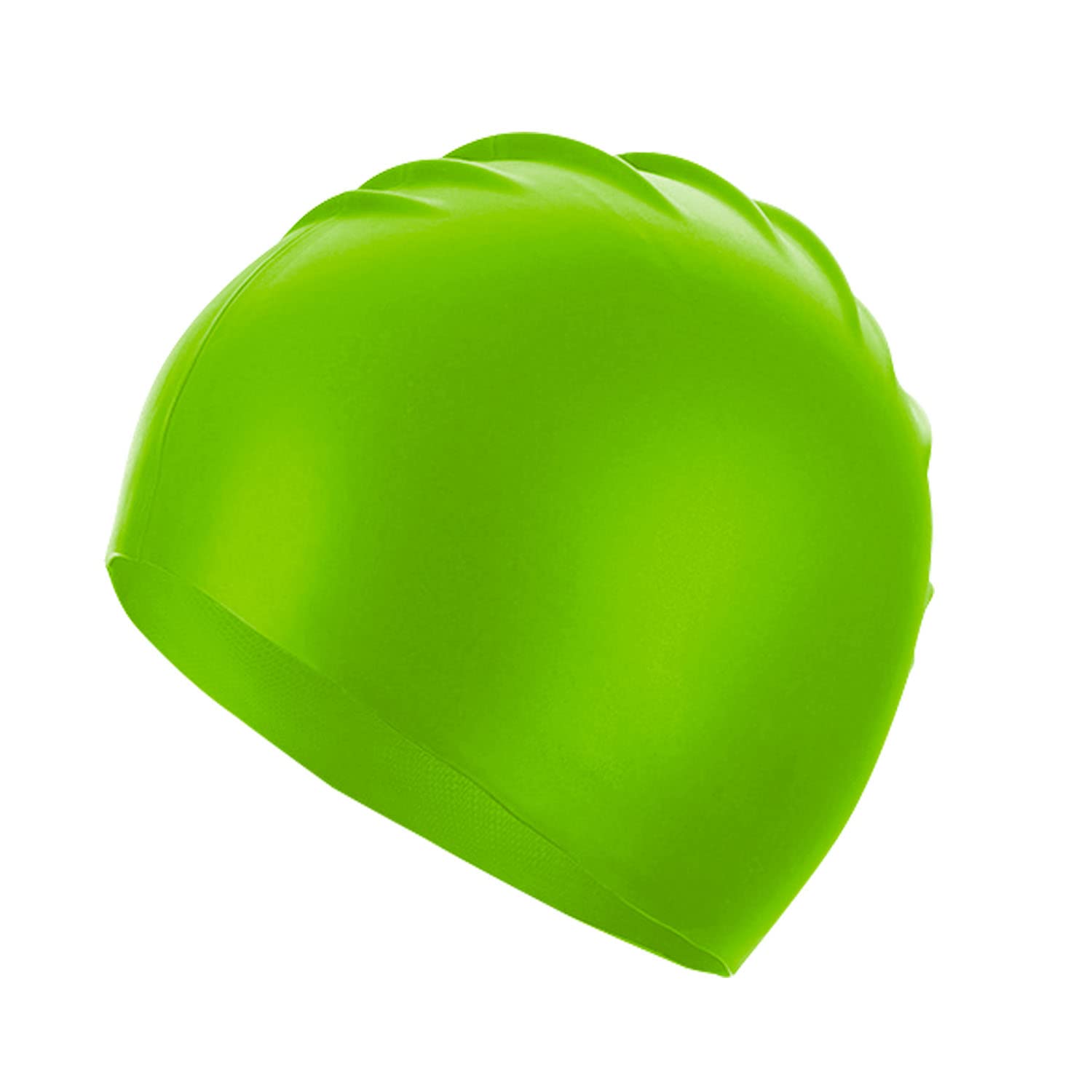 Doovid Swim Caps for Women Men Waterproof Silicone Ear Protection Long Hair High Elasticity Swimming Cap Green Grass One Size