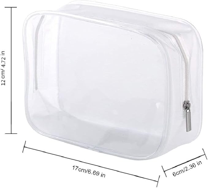 BEFORYOU 6 Pack Clear Toiletry Carry Pouch, White, Small TSA Approved