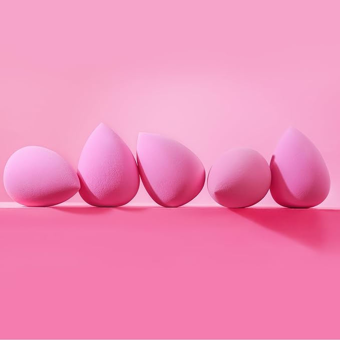 BEAKEY Makeup Sponge Set for Blending, Pink Soft Beauty Sponges