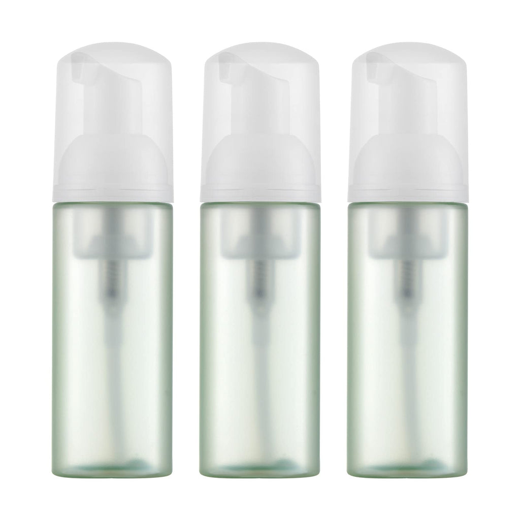Owlyee Travel Foam Pump Bottle - 2oz Small Size Foaming Hand Soap Dispenser - Mini Portable Mousse Lash Shampoo Kit Container for Hair - Empty Leak Proof Plastic White&Green Foamer 3Pack