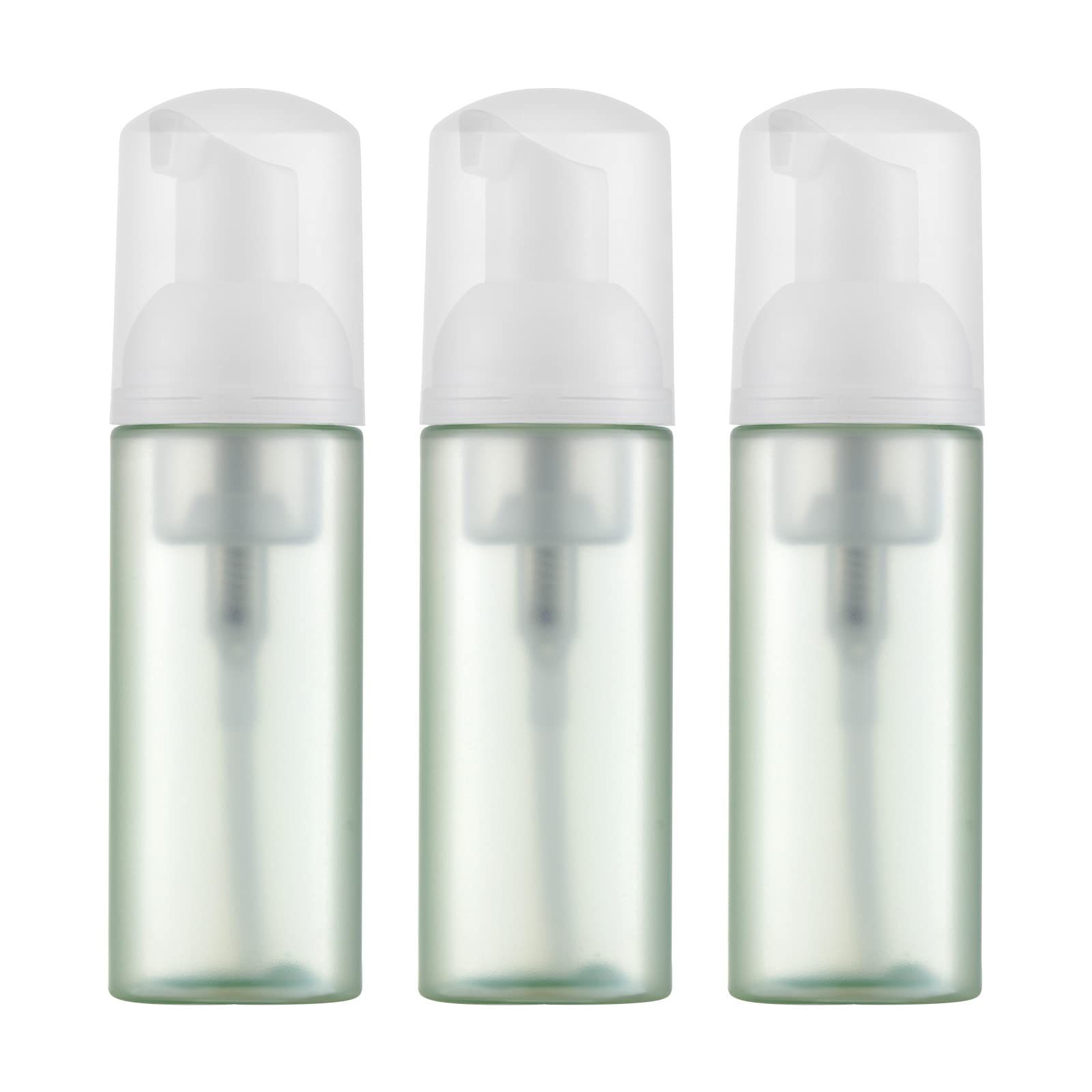 Owlyee Travel Foam Pump Bottle - 2oz Small Size Foaming Hand Soap Dispenser - Mini Portable Mousse Lash Shampoo Kit Container for Hair - Empty Leak Proof Plastic White&Green Foamer 3Pack