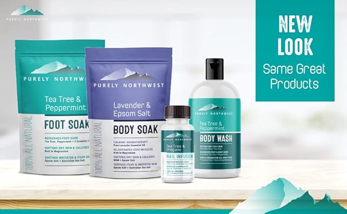 Purely Northwest-Tea Tree, Peppermint, MSM & Epsom Salt Foot Soak-for Stubborn Foot Odor, Burning & Itching associated with Athletes Foot- Softens Dry Skin & Calloused Heels-1 Pound