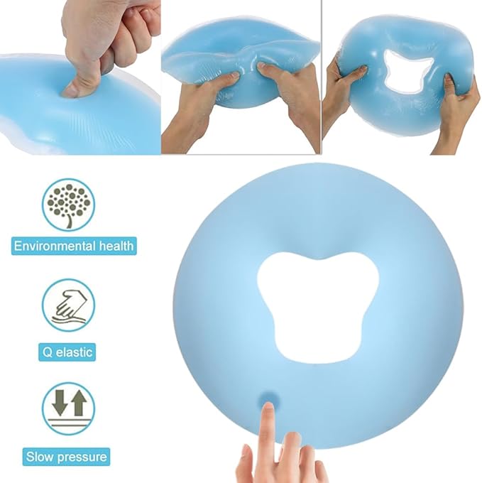 OULIGET Silicone Face Massage Pillow,SPA Beauty Face Relax Headrest,Salon Skin Care Soft Overlay Travel Head Support,Bule