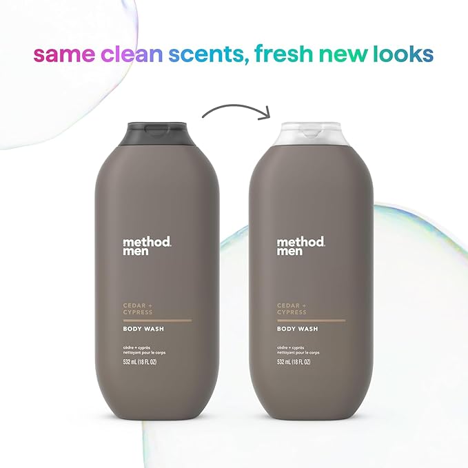 Method Men Body Wash, Cedar and Cypress, Paraben and Phthalate Free, Quick-Lathering Cleansers, Cruelty Free, 18 oz (Pack of 1)