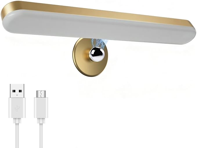 Benreom Wireless Vanity Light for Mirror, Rechargeable LED Bar, Gold