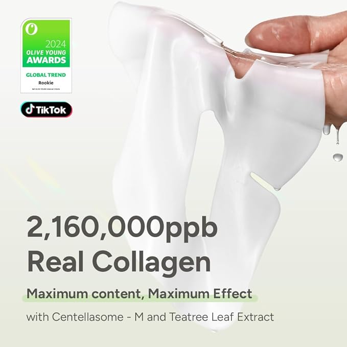 SUNGBOON EDITOR Deep Collagen CICA Teatree Overnight mask, Real Collagen 2,160,000ppb & Teatree Extract, Glass Skin, Calming for Blemish Care, Face Masks, Real TikTok Viral, Korean Skin Care, 37gx1ea