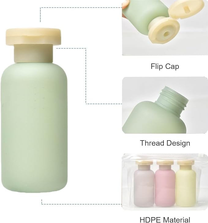 Travel Shampoo Bottles for Toiletries, Leak Proof Travel Size Toiletries Bottle Containers for Shampoo and Conditioner, Reusable Squeeze Bottles, Essentials Accessories (Forest Series, 3.4oz, 4Pcs)