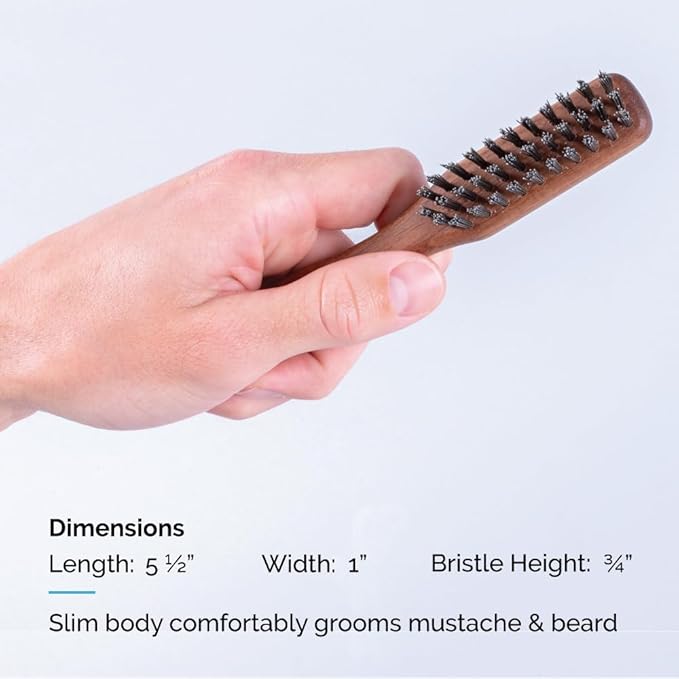ZEUS Vegan Beard Brush for Men, Soft Bristle Handle Grooming Tool (J73)