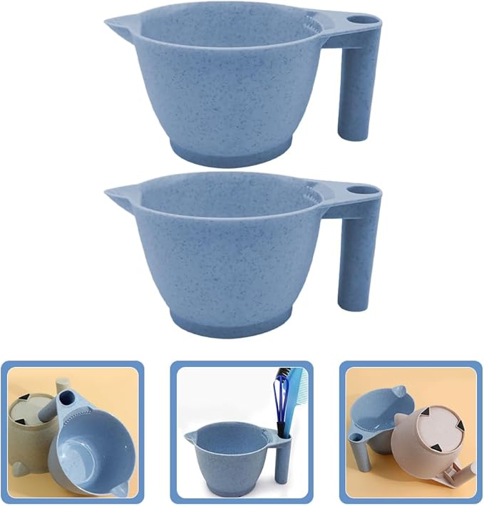 minkissy Hair Dye Mixing Bowls Set of 4 with Ergonomic Handles Portable Color Bowls for Hair Salon and Diy Home Use 6.69X3.54X6.29In Reusable Color Mixing Bowls