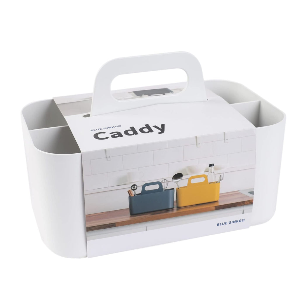 BLUE GINKGO Stackable Organizer Caddy, Rectangle, White, Made in Korea