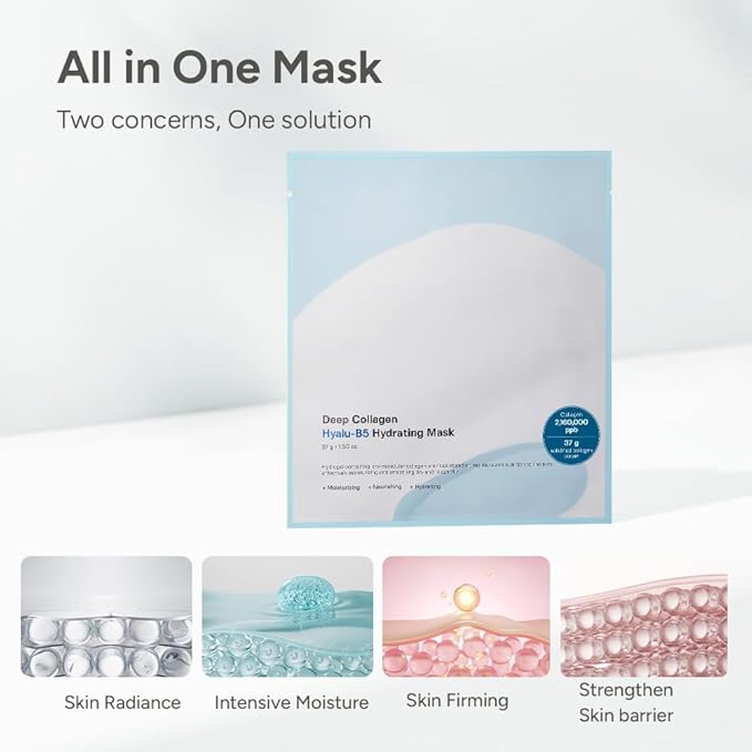 SUNGBOON EDITOR Deep Collagen HyaluB5 Overnight mask, Real Collagen 2,160,000ppb & Panthenol, Glass Skin, Moisture, Firming for Dry Skin, Face Masks, Real TikTok Viral, Korean Skin Care, 37gx1ea