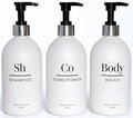 Milanmar Shampoo & Conditioner Shower Dispenser Set, Pearl White - Empty Matte Plastic Bottles, 16.9 oz Pump Containers, Luxury Bathroom Decor, 3 Pack for Spa, Airbnb [White-Silver]