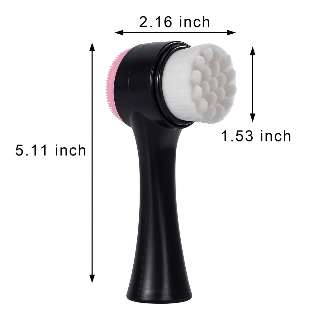 Beomeen Face Brush 2 in 1, Facial Cleansing Exfoliating Scrubber Brush, Silicone Double Side Manual Face Wash Scrub Brush with Soft Bamboo Charcoal Fiber for Deep Pore Cleansing, Massaging, Skin Care