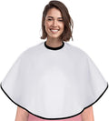 Short Barber Cape, Waterproof Nylon Salon Hair Cutting Cape, Makeup Artist Cape for Hair Dye, Comb-out, Styling, Shampoo (1, White)