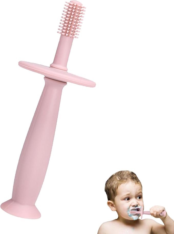 Teether Toothbrush - 360 Degree Silicone Teething Toy with Suction