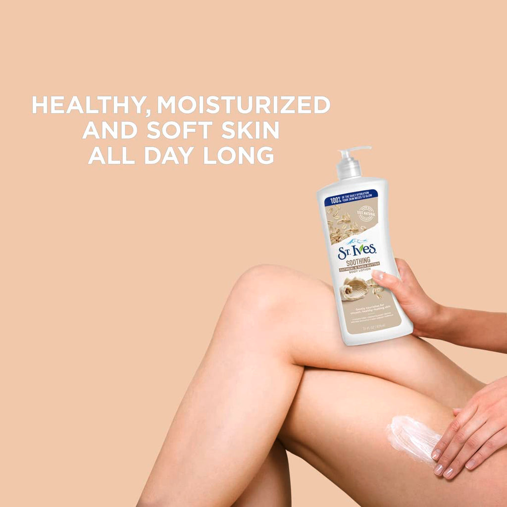 St. Ives Soothing Hand & Body Lotion for Women with Pump, Daily Moisturizer Oatmeal and Shea Butter for Dry Skin, Made with 100% Natural Moisturizers, 21 fl oz, 4 Pack