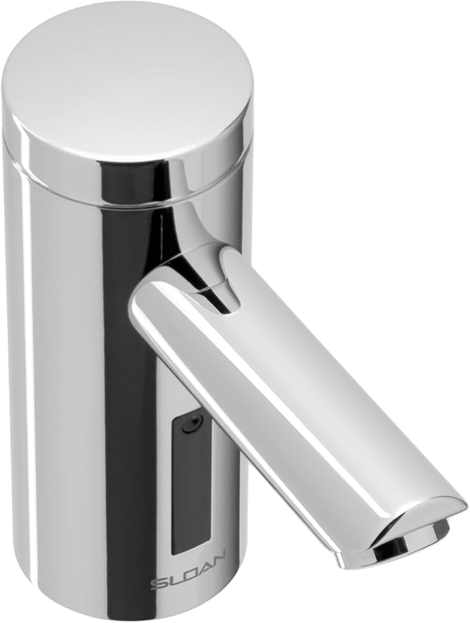 Sloan Optima EAF-250 Sensor Activated Touch-Free Faucet, Commercial Grade with Mounting Hardware - 0.5 GPM Battery-Powered Deck-Mounted Mid Body, Polished Chrome Finish, 3335060
