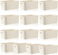 Zopeal Plastic Storage Bins 10 Pcs White Pantry Organizer Bins Small Baskets Storage Containers for Home Kitchen (14 x 10.5 x 6.4 Inch)