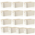 Zopeal Plastic Storage Bins 10 Pcs White Pantry Organizer Bins Small Baskets Storage Containers for Home Kitchen (14 x 10.5 x 6.4 Inch)