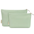Wandering Nature Makeup Bag Small Cosmetic Bag for Purse 2 Pack Small Make Up Pouch Vegan Leather Cute Travel Pouch with Zipper for Women, Green
