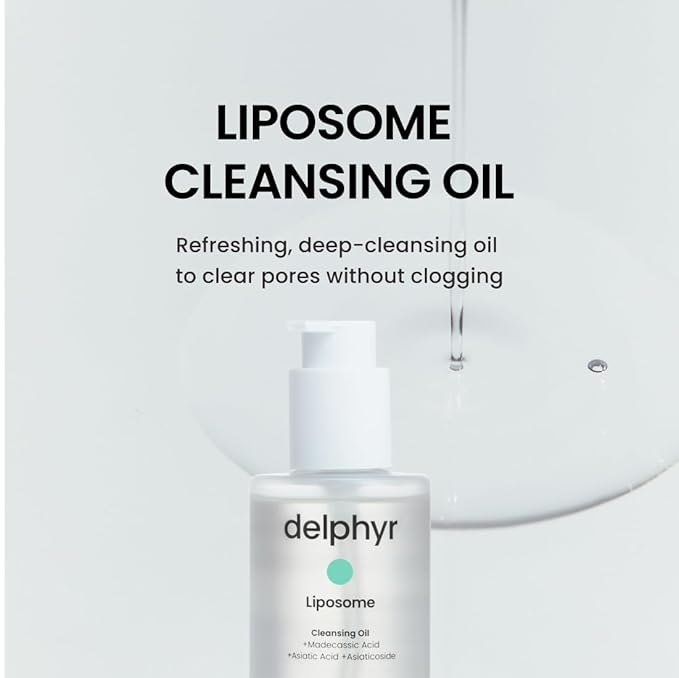 delphyr Liposome Daily Cleansing Oil, Gentle Makeup & Blackhead Remover for Sensitive Skin with Centella Asiatica TECA, Korean Skincare for Trouble Care (6.76 fl. oz., 200ml)