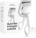 NATUHANA Heated Eyelash Curler with USB,Fast Heat up & 24H Long-Lasting,Rechargeable Electric Lash Curlers,Temperature Control,Safe Anti-Burn Quick Natural Curling Eye Lashes,White