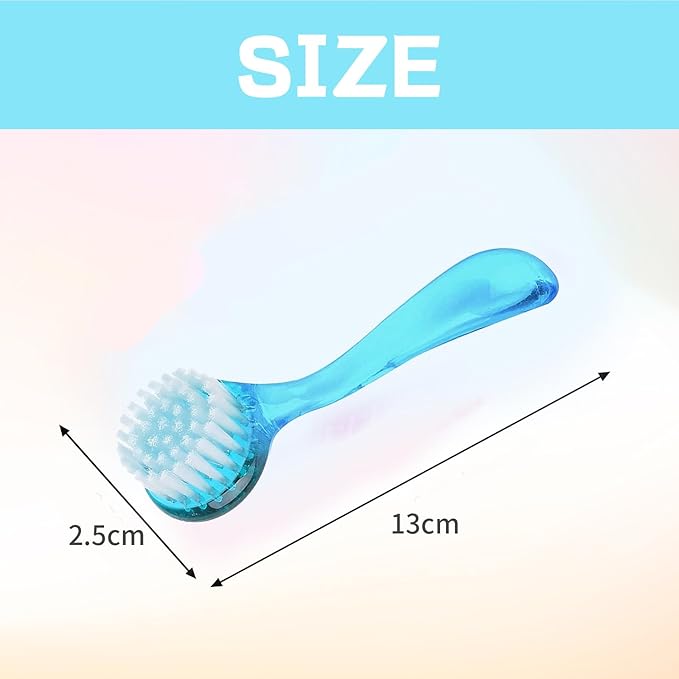 2 Pcs Face Brushes for Cleansing Set Small Manual Exfoliating Brushes for Cleaning Face Spa & Makeup Removal Charcoal Infused Scrubbing Brushes Ideal for Exfoliation & Skincare Blue Clear
