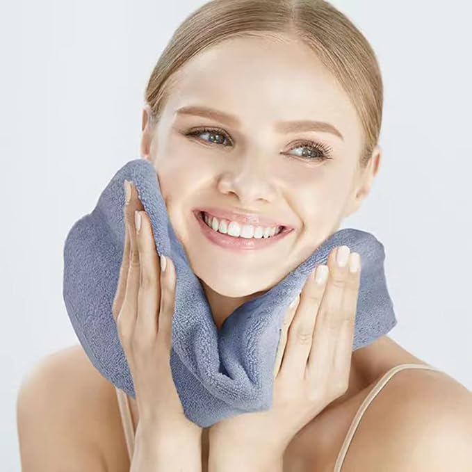 Mars wings Microfiber Facial Cloths (Facial Towels), 8 Pack (12 x 12 inch), Super Absorbent, Quick Drying Fast, Soft, Eco-Friendly, for Facial Wash Cleansing, Make-up Removal, Baby and Travel (Grey)