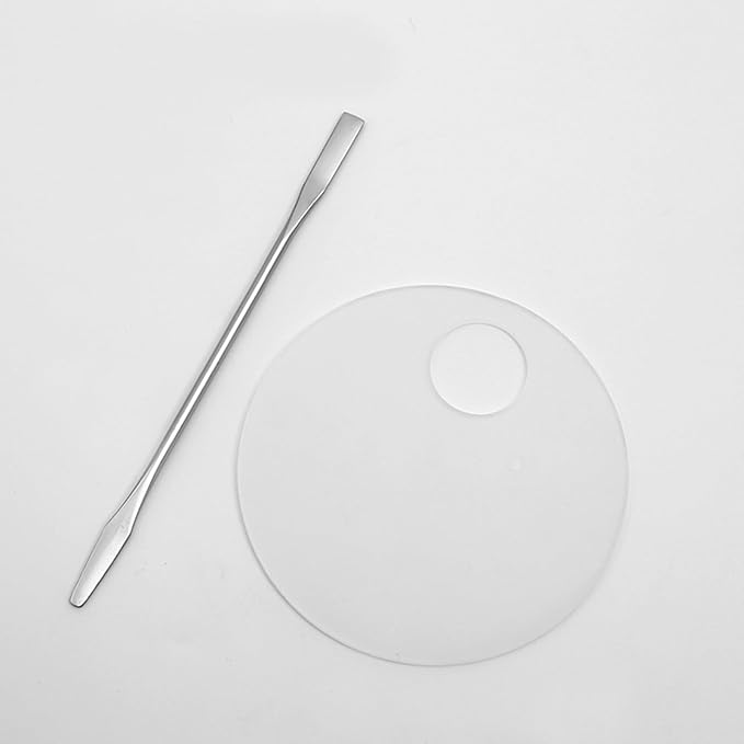 Mcduyant 2 Pcs Acrylic Makeup Palette Makeup Mixing Tray with Makeup Spatula for Beauty Salon Color Cream Liquid Foundation Mixing Palette (Round)