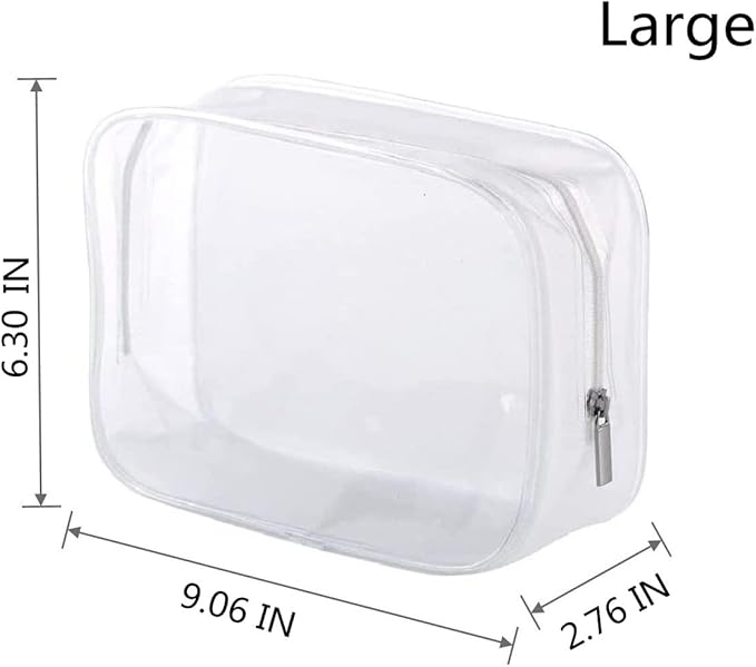 BEFORYOU 6 Pack Clear Toiletry Carry Pouch with Zipper Portable Plastic Waterproof Cosmetic Bag TSA Approved for Vacation Travel Bathroom and Organizing (White, Large)