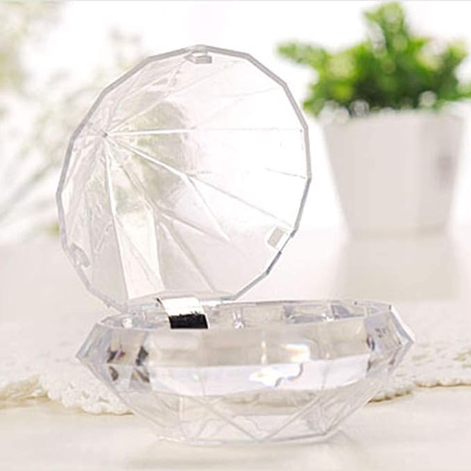Healthcom 6 Pcs 25mm Clear Diamond Shape Empty False Eyelashes Packaging Box Case 3D Mink Lash Box Acrylic Eyelash Storage Box Holder with Trays Candy Gift Box DIY Makeup Lash Case for Women Girls