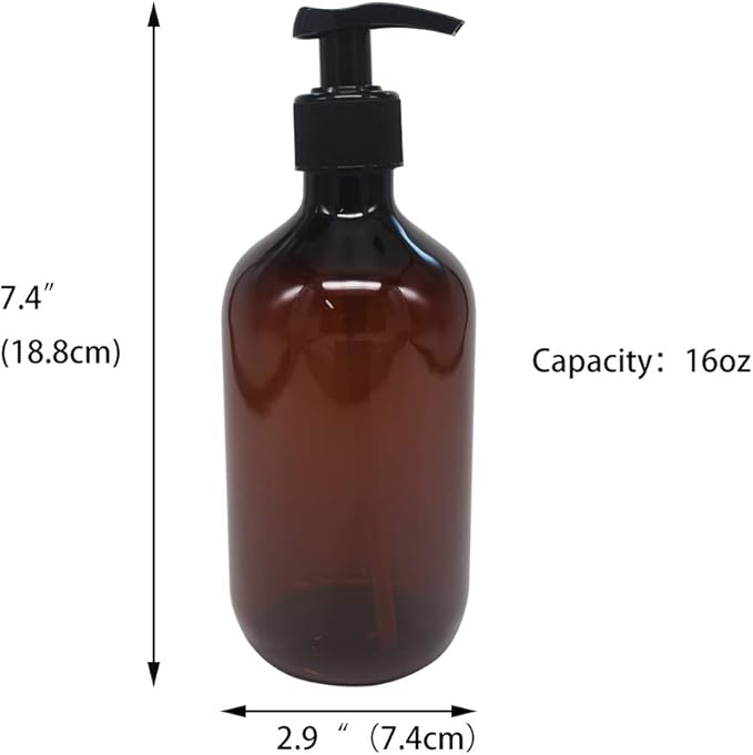 zmybcpack 4 Pack 16 OZ Amber Plastic Pump Lotion Bottles Dispenser