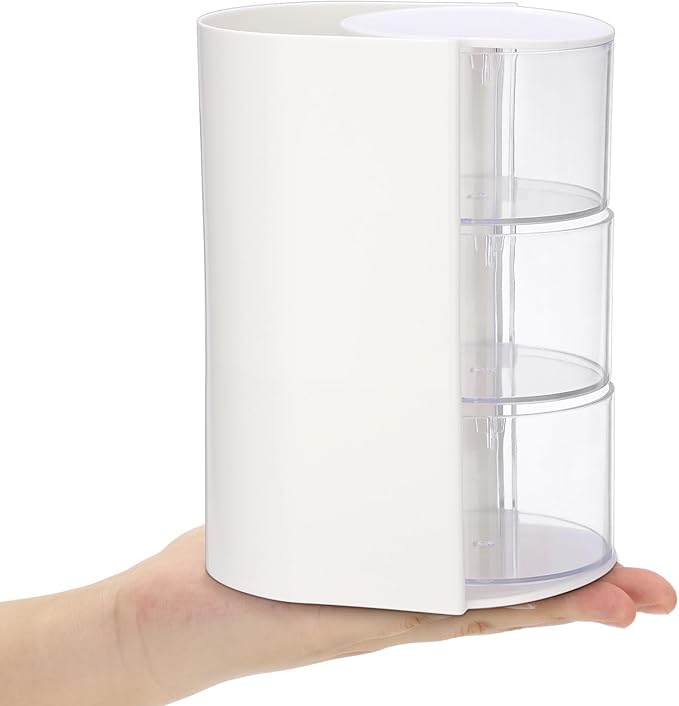 GUSHBIN Rotating Hair Accessories Organizer with Comb Holder Plastic Hair Clips Storage Container Cosmetic Storage Box for Makeup Sponge Brush, 3-Layer White
