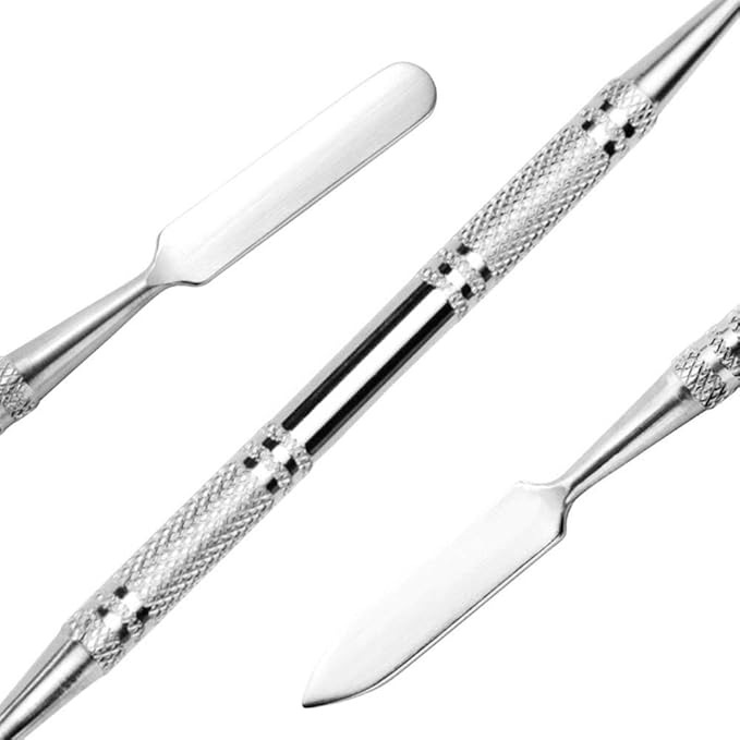 AYWFEY 2 Sets 2 in 1 Makeup Mixing Palette, Stainless Steel Cosmetic Makeup Palette Tray with Spatula, Professional Makeup Mixer Pallet Makeup Artist Tools for Blending Cosmetic Eye Shadow Lipstick