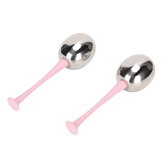 Glomora 2pcs Facial Ice Globes Stainless Steel Facial,Massage Reduce Puffiness Eliminate Fine Lines Ice Globes Cryo Sticks for Skin Care,Targets Dark Circles,Puffiness,Wrinkles (Pink Handle)