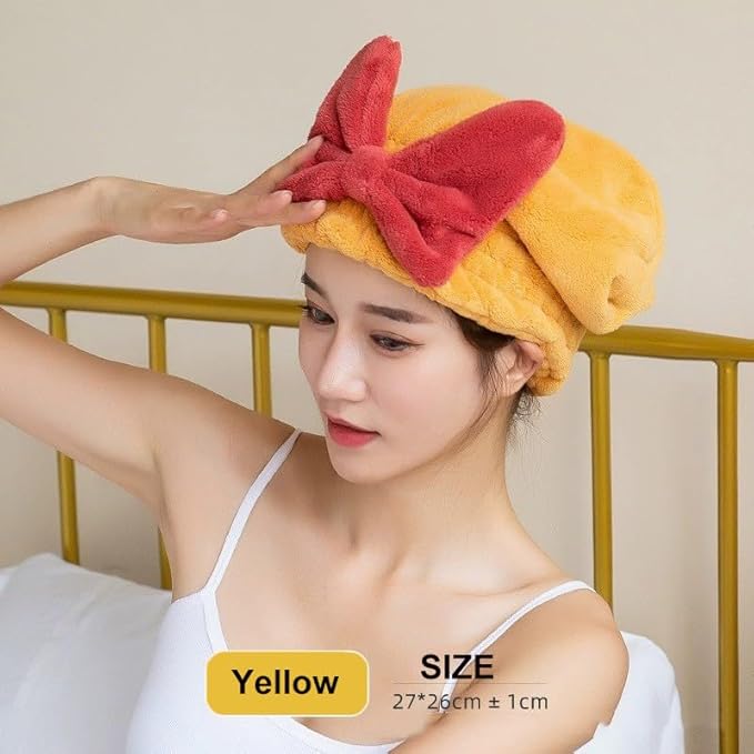YUMINGUHC Microfiber Hair Drying Caps for Women Yellow