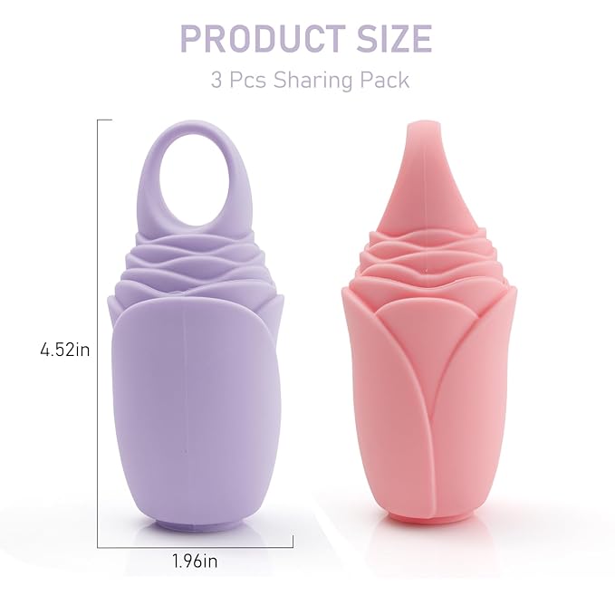 Mabnuby Ice Roller for Face and Eye, Reusable Silicone Ice Facial Roller for Reducing Puffiness, Ice Face Mold Skin Care, Ice Cube Roller Tools for Women - Pink 2 + Purple 1