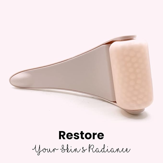 ROSELYNBOUTIQUE Ice Roller for Face & Gua Sha Facial Tools - Wrinkles Fine Lines Puffiness Massager Facial Skin Care Tools - Self Care Gifts for Men Women (Beige)