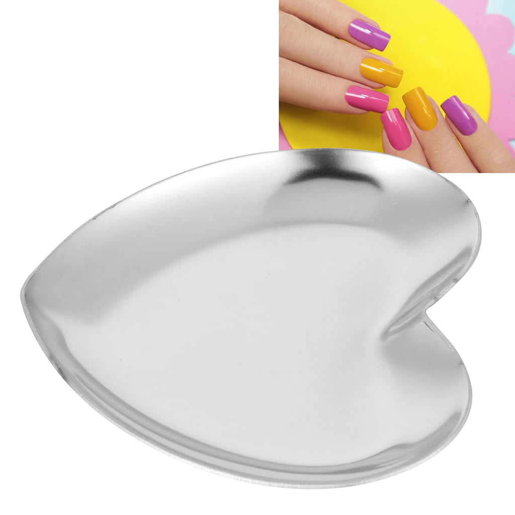 Heart Shaped Art Palette - Stainless Steel Nail Art Palette for DIY Paint Mixing - Silver