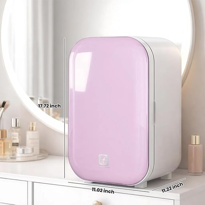 Kikihuose 22L Mini Skincare Fridge, Beauty Fridge for Cosmetic Storage, 44°F Intelligent Temperature Control, Personal Small Makeup Refrigerator for Bedroom, Dorm