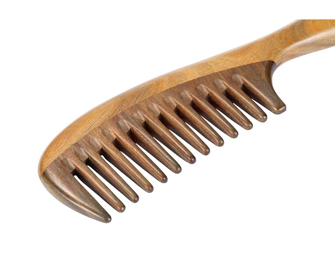Louise Maelys Wooden Wide Tooth Hair Comb for Curly Detangling Sandalwood