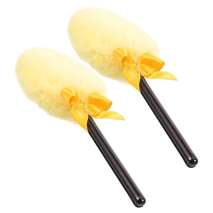Beavorty Body Powder Puff with Handle 6.29 in Handheld Fluffy Dusting Puff for Loose Powder and after-Bath Soft Applicator for Body Makeup Travel Use 2 Pcs