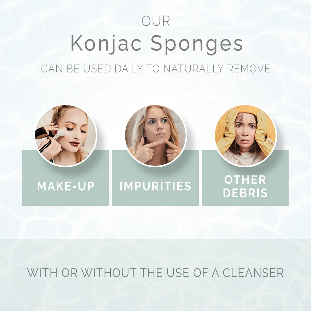 Wildpier Beauty Exfoliating Konjac Sponge - Exfoliating Body Scrubber, Natural Exfoliating Facial Scrubber Sponge for Sensitive Skin, Body Scrubber Exfoliator, Shower Scrubber for Body, Biodegradable