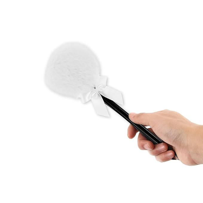 Lollipop Shape Setting Powder Puff,Fluffy Body Powder with Long Handle,Soft Cosmetic Makeup Puffs Women,Cosmetic Applicator for Setting Loose Dusting Blender & BodyPowder Application (white)