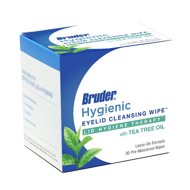 Hygienic Eyelid Cleansing Wipes with Tea Tree Oil l Pre-Moistened, Rinse-Free Exfoliating Wipes Remove Excess Oil and Debris from Eyelids & Lashes l 30 Count Box