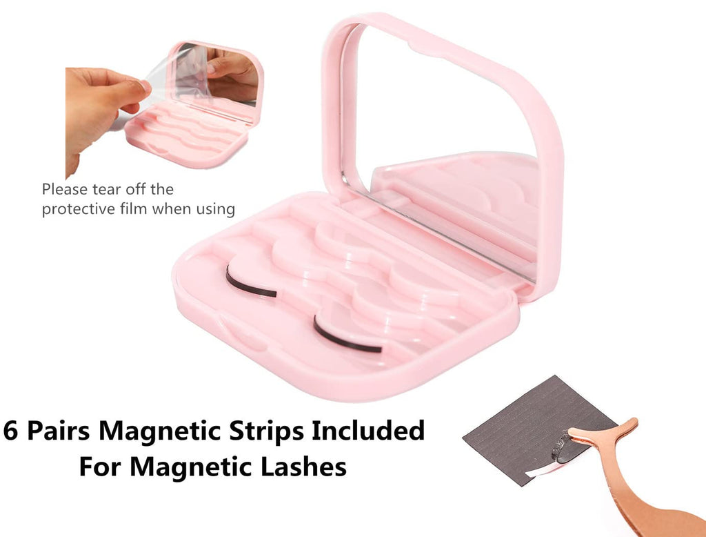kawosun False Eyelash Case Cosmetic Case Eyelashes Storage Box with Mirror